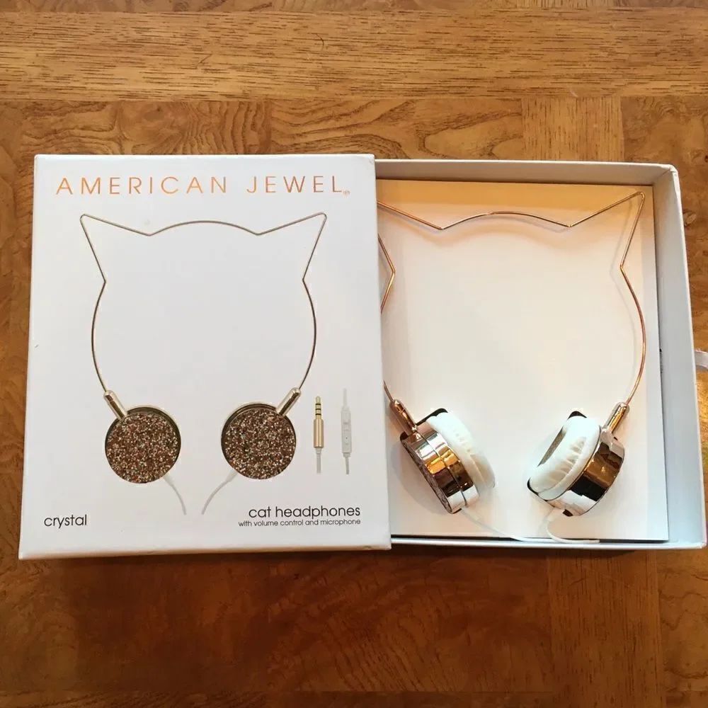 🐈⬛ 🎃 CRYSTAL ROSE Gold Cat Headphones!